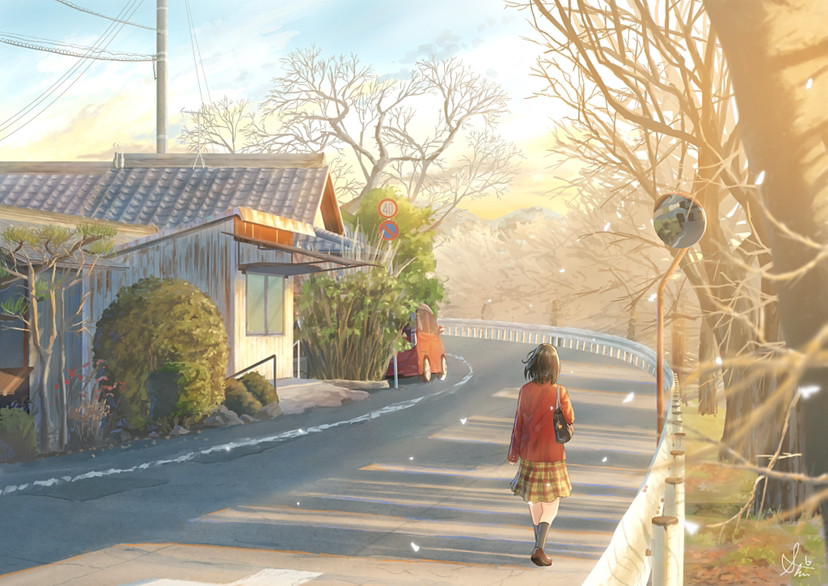 插画横屏美图壁纸分享|家乡的sakura开了