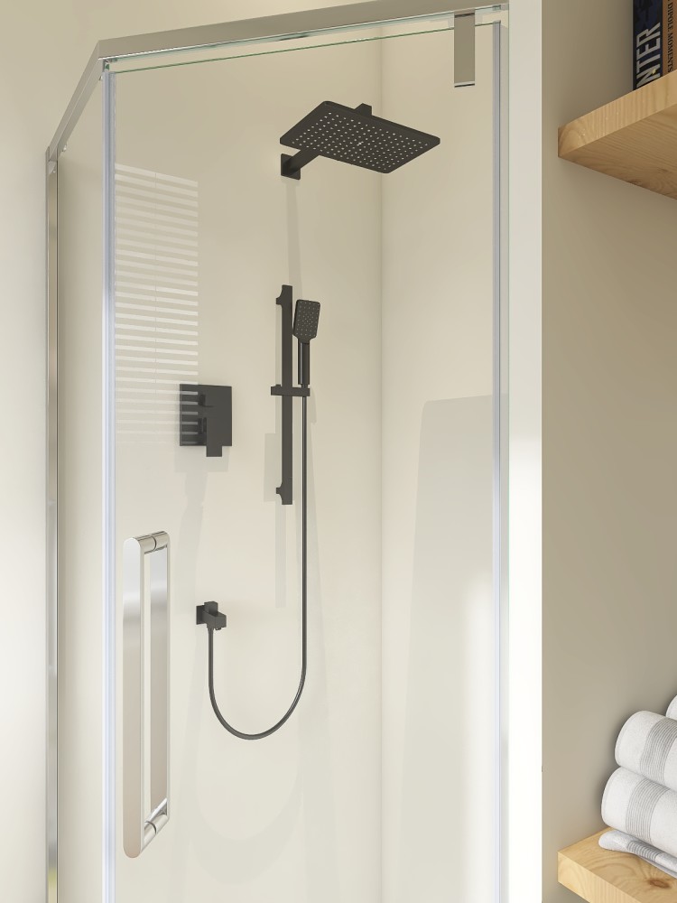 有时候,想要单纯的提升卫生间淋浴房的视觉效果,换一种花洒安装方式