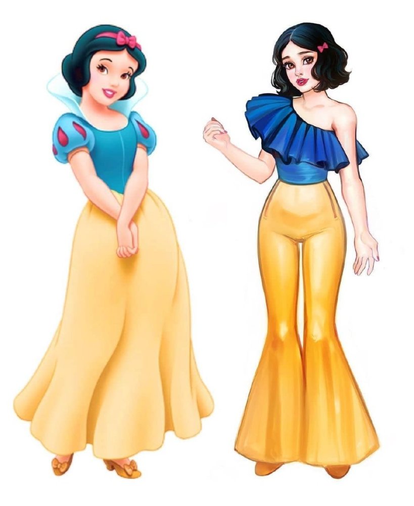 一位画师给迪士尼公主们绘制现代款服装,将她们的公主裙变成了时尚
