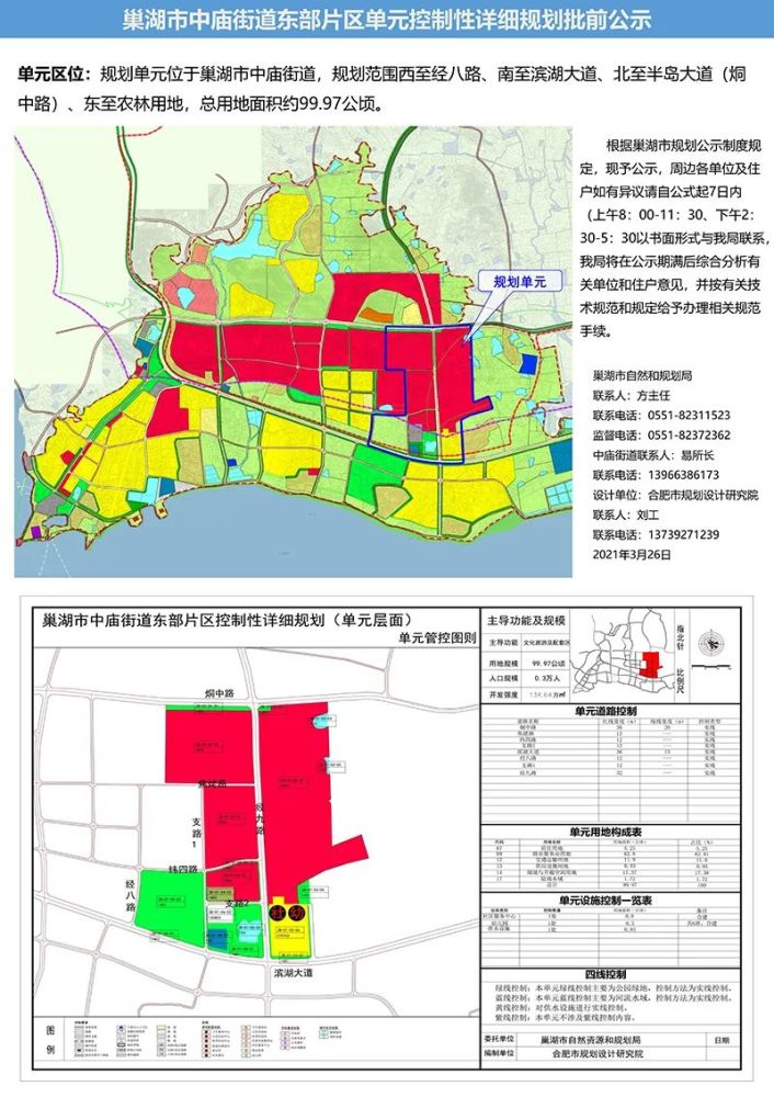 巢湖一宗近1500亩文旅地块控规出炉,住宅用地约79亩!