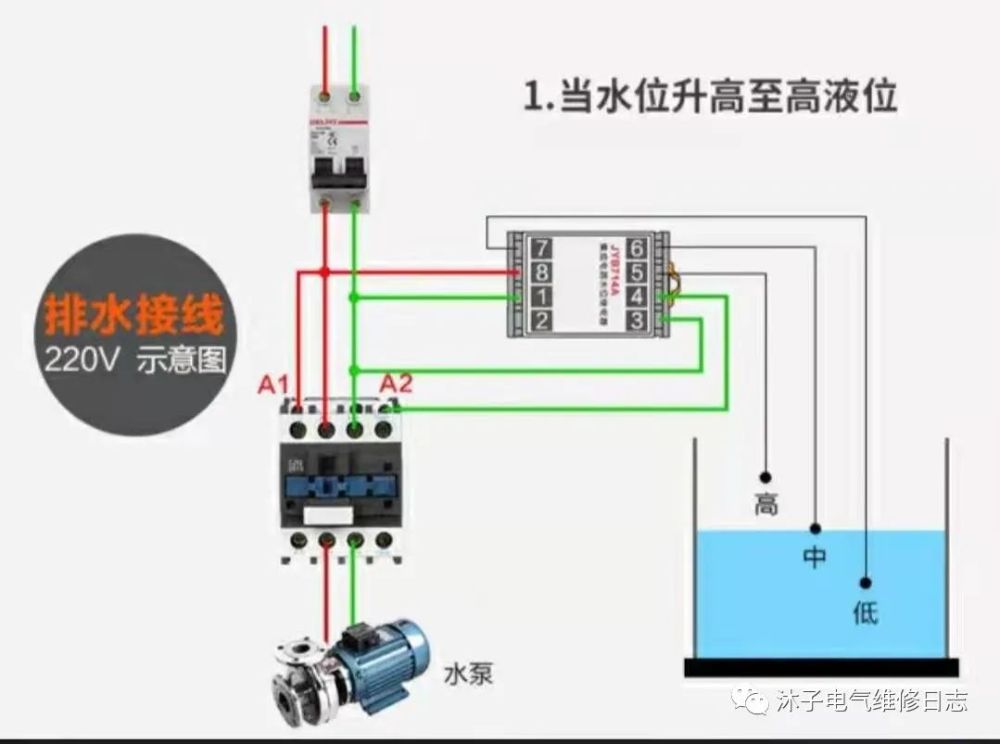 液位继电器是典型的弱电控制强电模式