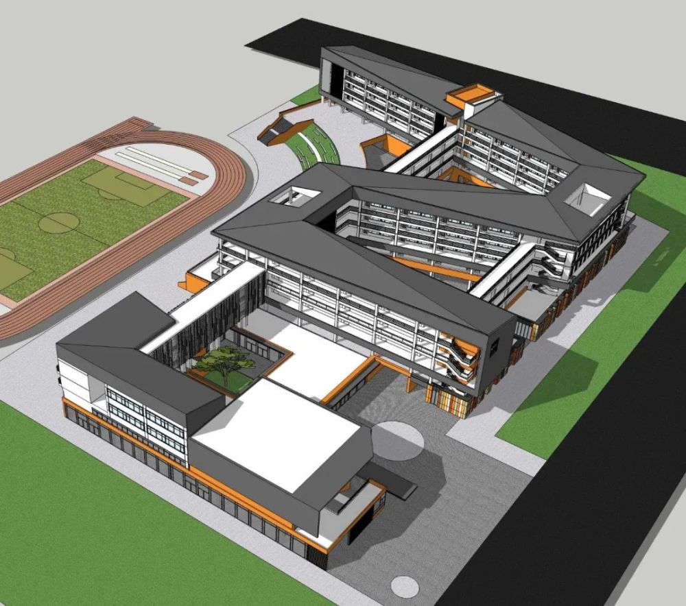 中小学教学楼建筑设计su模型现代