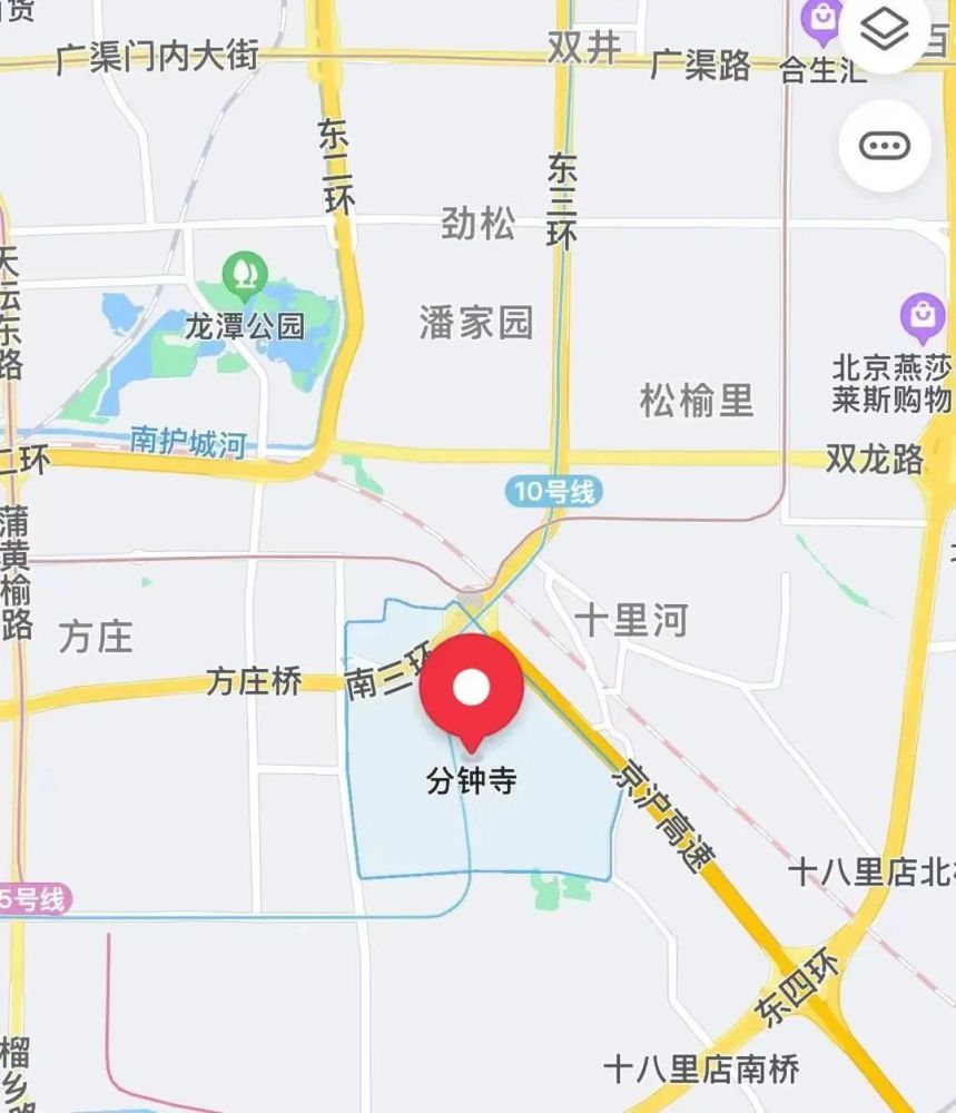 南三环外的分钟寺地区/高德地图