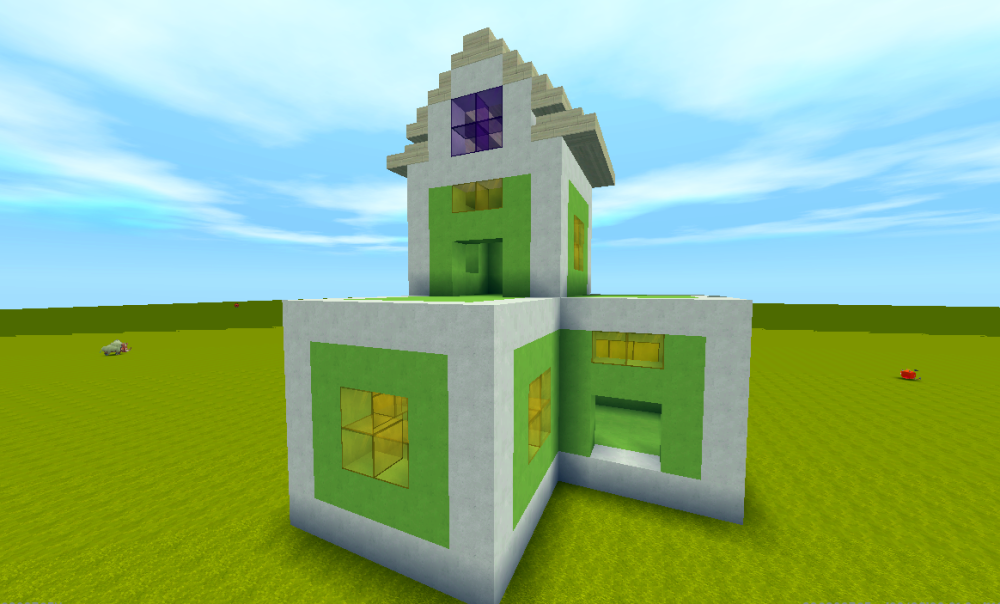 迷你世界:建造生存别墅没难度,简单叠方块就行,1道具改变颜色