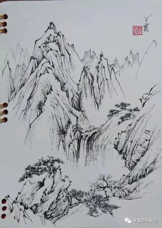 类别: 钢笔画 作品:四尺竖幅山水            类别:国画