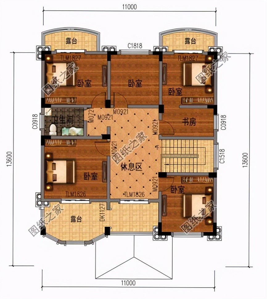 农村面宽11米三层楼房设计图,户型实用上档次,符合农村生活