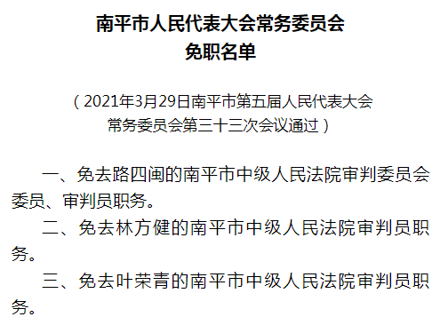 南平市人大常委会会议通过一批人事任免事项