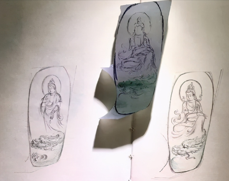 我是玉雕师,记录一块飘绿翡翠边角料蜕变成乘龙观音的雕刻过程