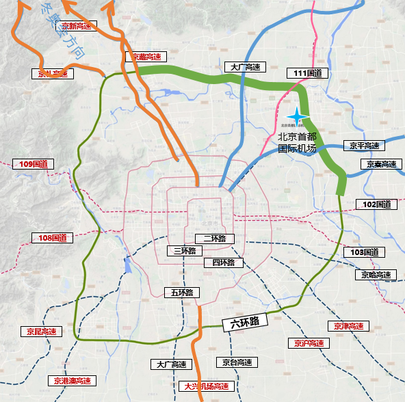 六环路这个路段将成生态迎宾绿廊