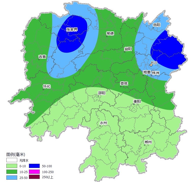 常德西部,岳阳,长沙东部,株洲北部部分大雨,张家界市区,沅陵,慈利