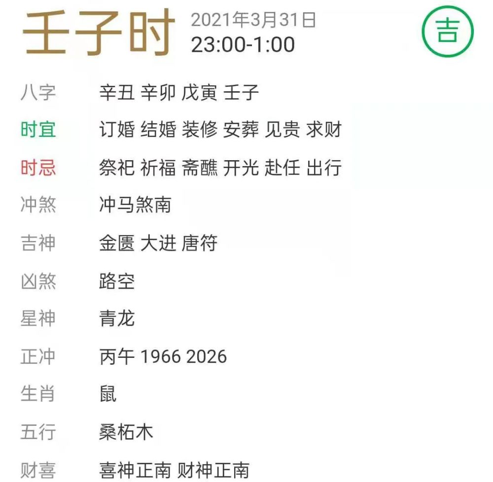 【每日宜忌老黄历】2021年3月31日