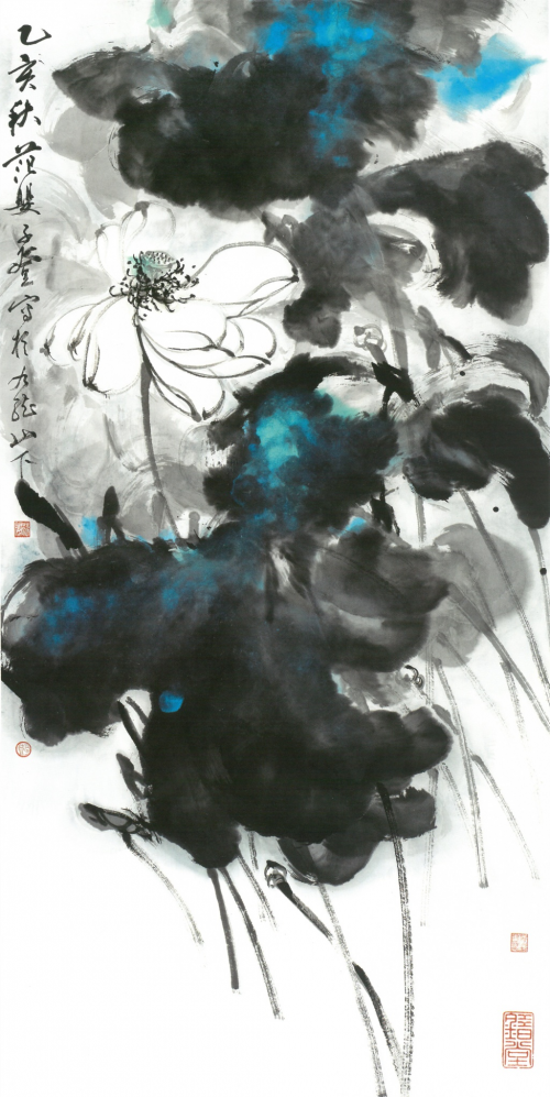 国画大师范子登荷花作品欣赏