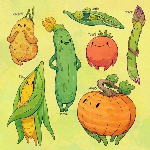 【素材】蔬菜水果加上表情,太可爱了吧