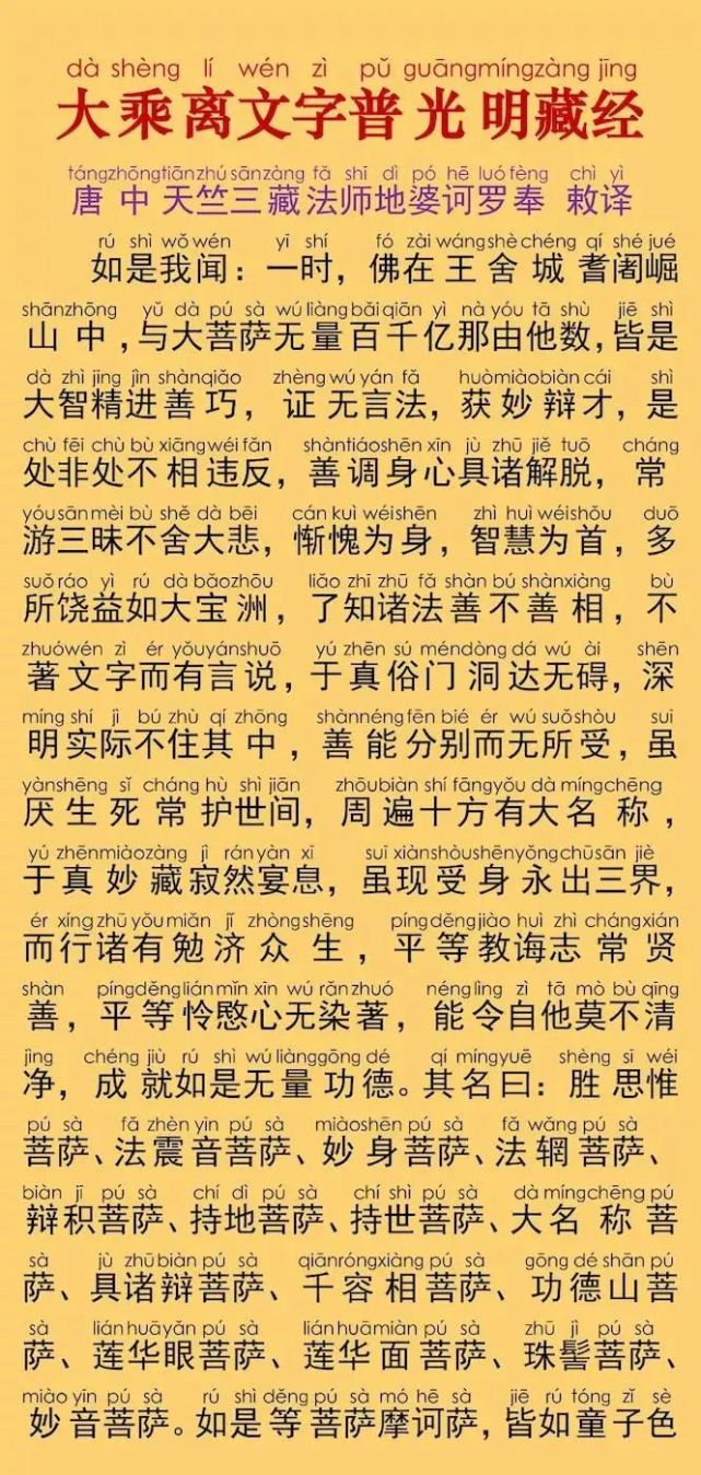 大乘离文字普光明藏经注音版持此经典能迅速增长财富一切志愿皆得满足