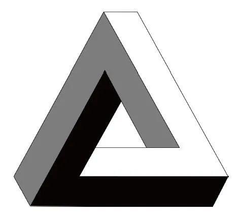 现实中,这样的三角形根本不存在,但它有一个名字,叫做"彭罗斯三角".