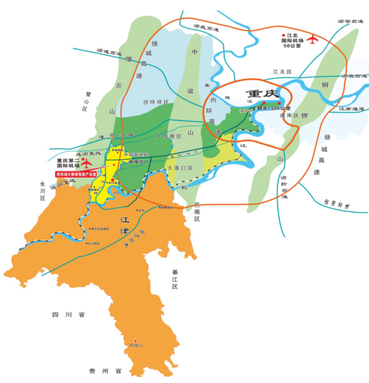 团结湖大数据智能产业园位于江津最北端,重庆高新区最南端,距离重庆