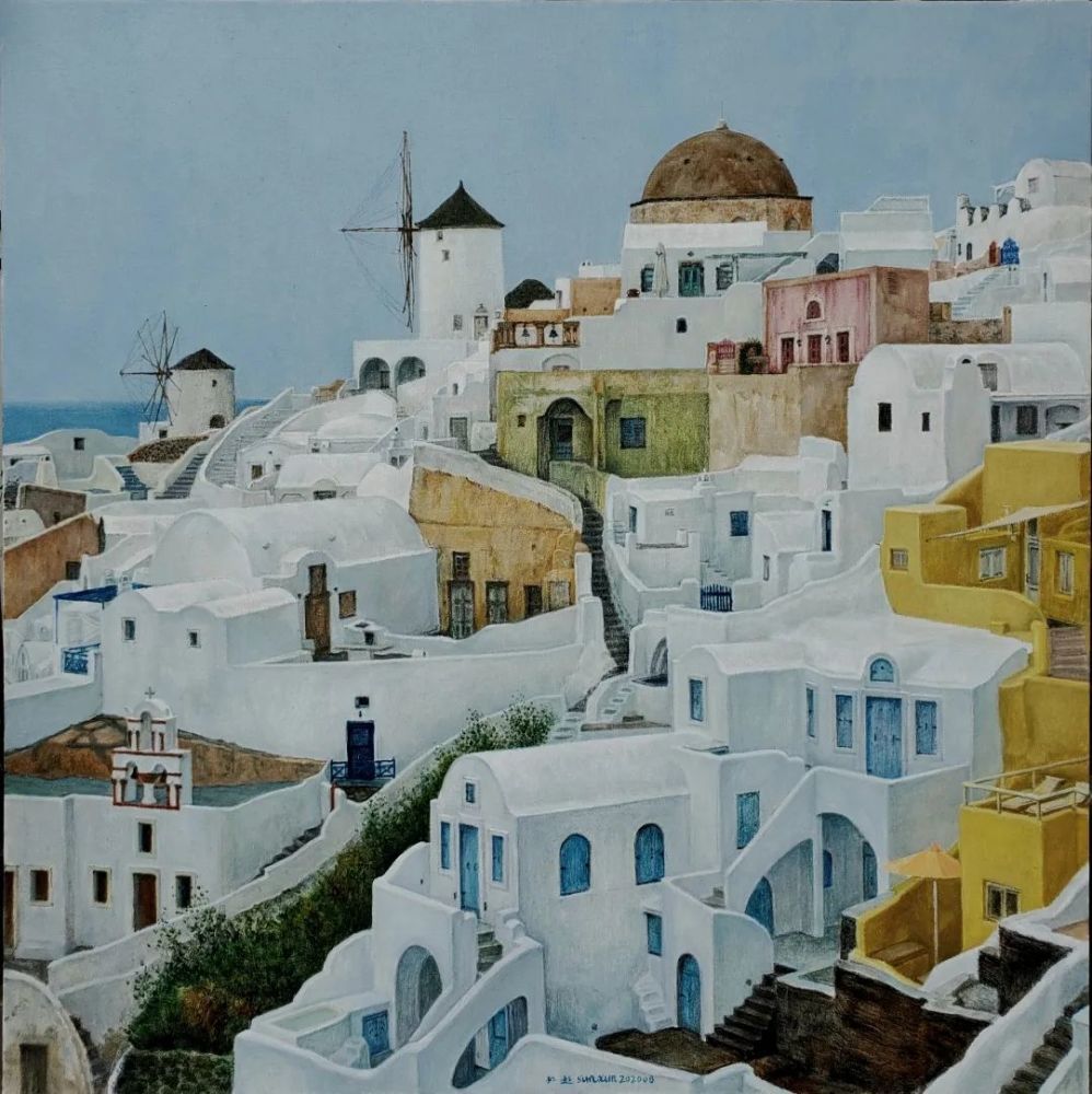 《圣托里尼-2》 80×80cm 2020年