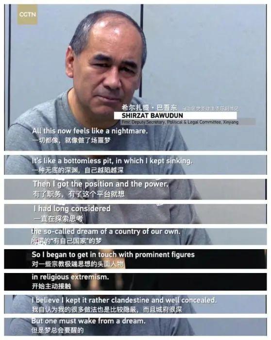(视频截图) 希尔扎提·巴吾东 新疆维吾尔自治区党委政法委原副书记