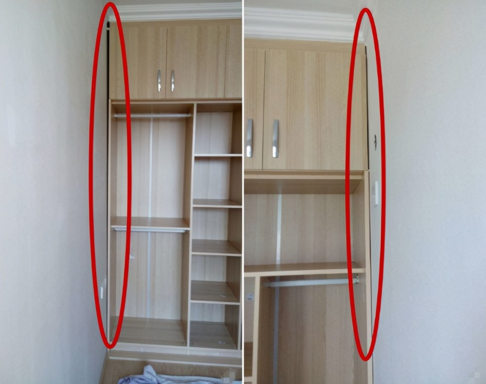 嵌入式设计:将衣柜嵌入到墙体里面,两边的缝隙不算大,可以在缝隙位置