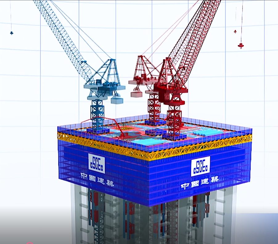 东北在建第一高楼"空中造楼机"厉害了!