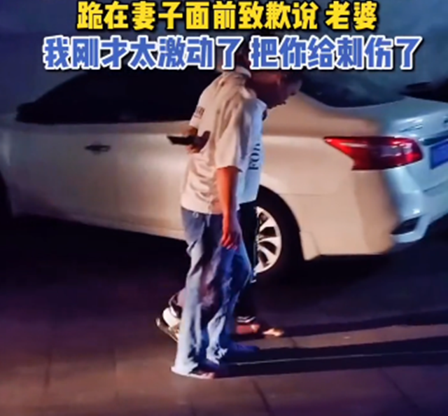 海口一男子持刀捅伤妻子,跳楼未果后下跪道歉: 老婆,我刚才太激动了