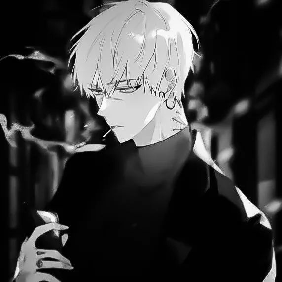 黑白动漫男生头像:我喜欢你,第一句是假的,第二句也是假的
