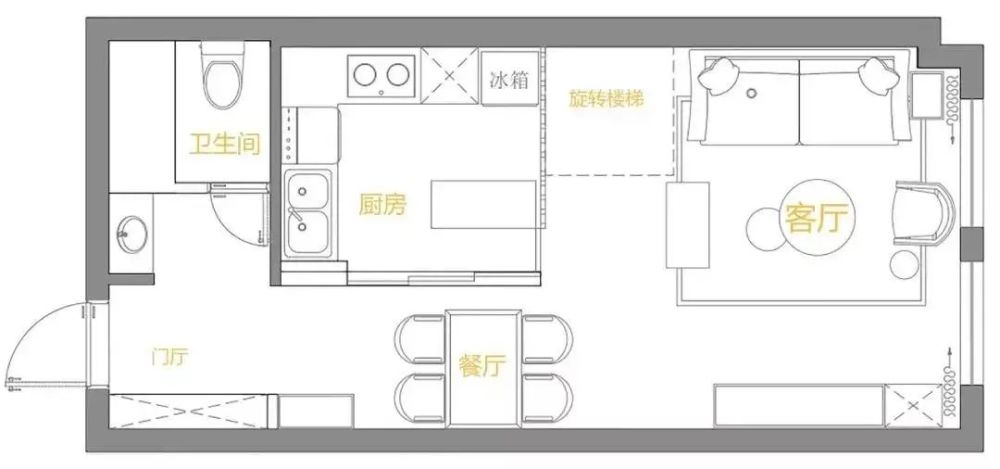 42㎡小复式公寓,小户型也能装出两室两厅效果,真让人刮目相看!