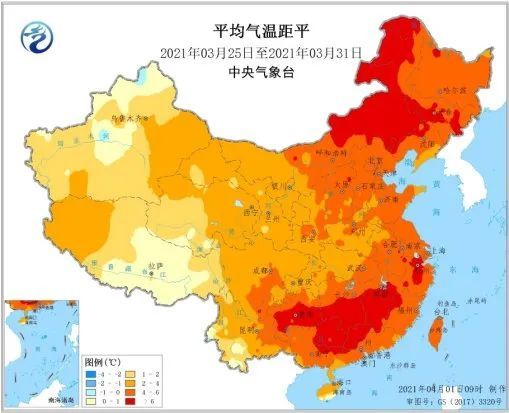 全国平均气温距平