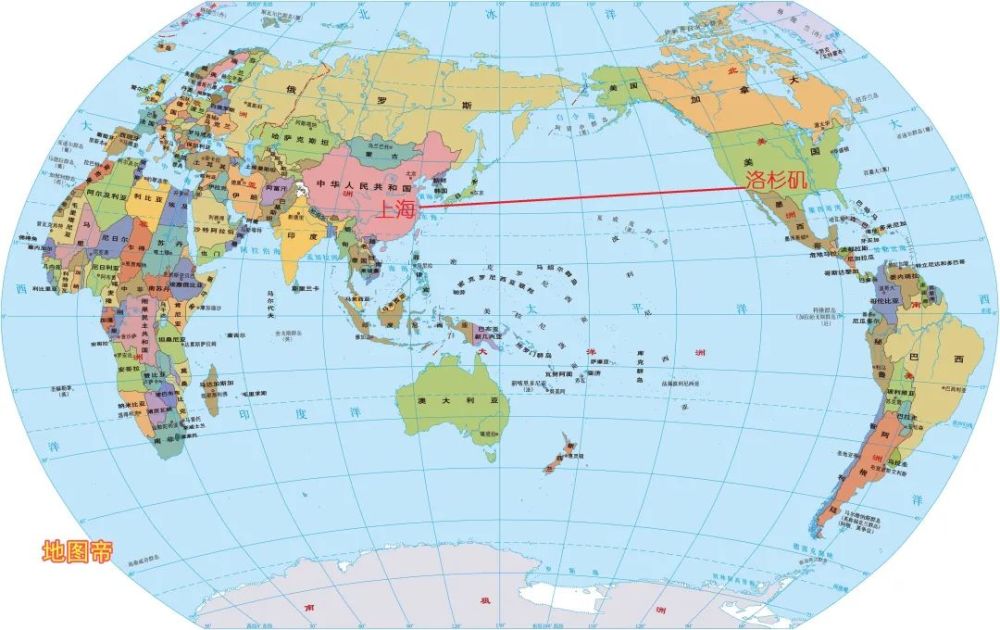 从世界地图上看,中美之间隔着浩瀚的太平洋,如果从上海到洛杉矶画一条