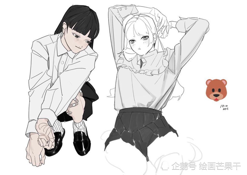 一组黑白灰酷女孩来自画师twiqqjnr