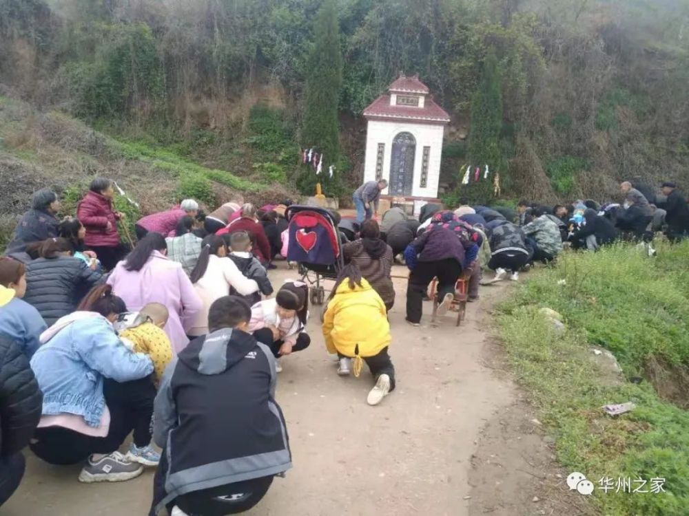 华州区姚郝村全体村民上坟跪拜先祖