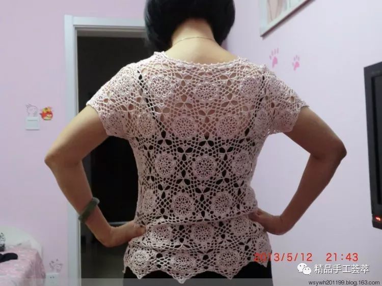 这件衣服没别的就是好看短袖拼花美衣钩法图解