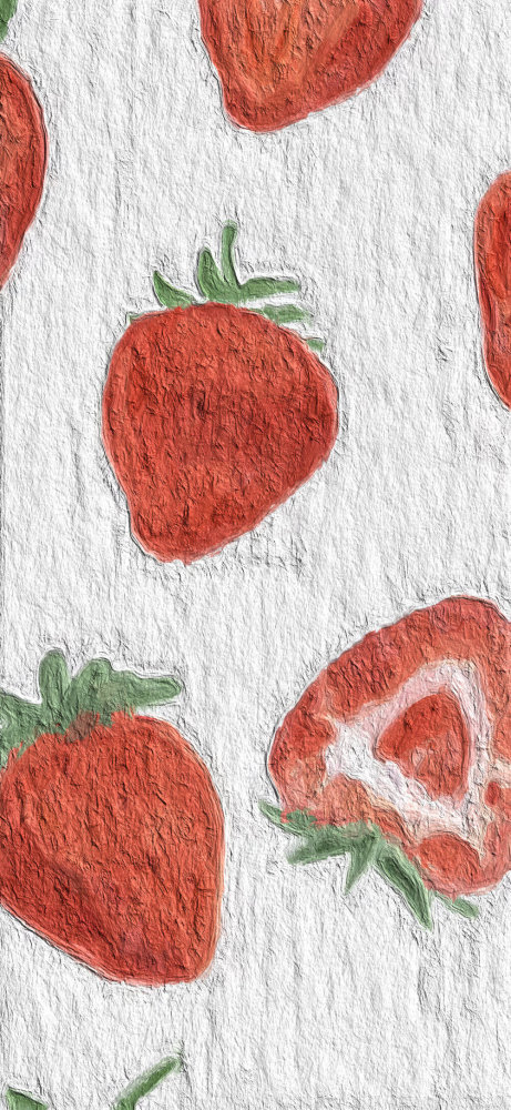奶油质感的简约油画壁纸|草莓布丁