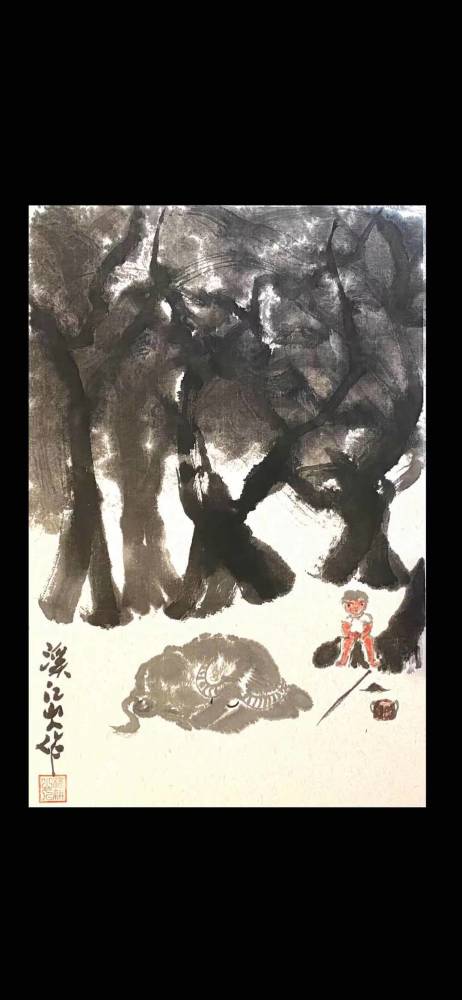 著名国画家,画牛大家,指墨画艺术大家朱祖国作品