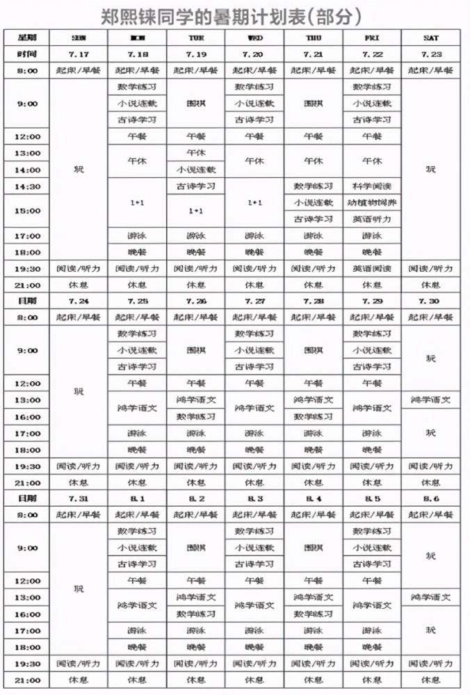 学霸的时间规划表:你以为拼的是智商?其实是时间管理秘籍