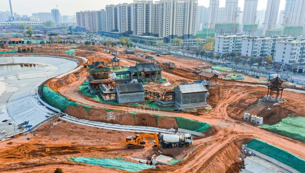 太原双塔大景区最新建设进度航拍图
