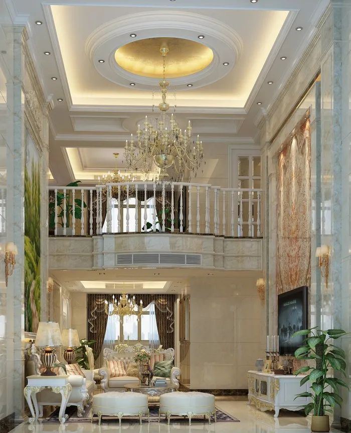 欧式二层别墅装修,客厅的挑高设计做得也太好了!