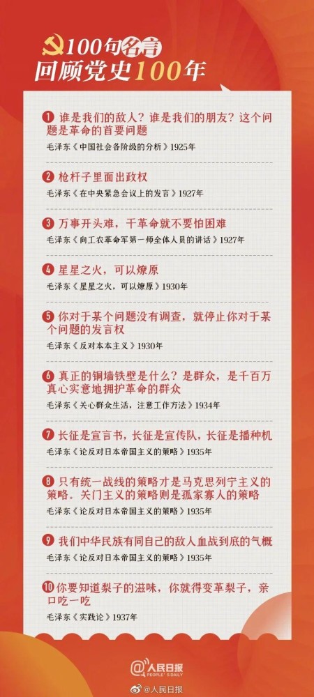 一起学党史|100句名言回顾党史100年
