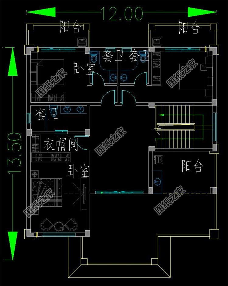 阳台,露台; 款式二:农村三层别墅设计图,小户型设计,占地80平米左右