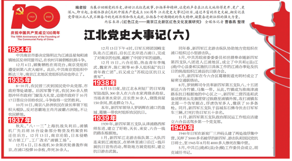 庆祝中国共产党成立100周年丨江北党史大事记六