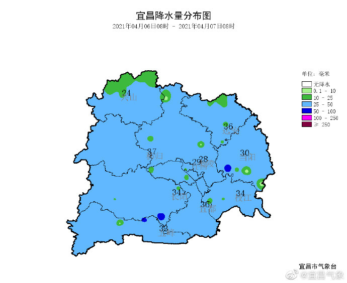 宜昌气象6日08时发布:昨天夜间我市出现较强降雨