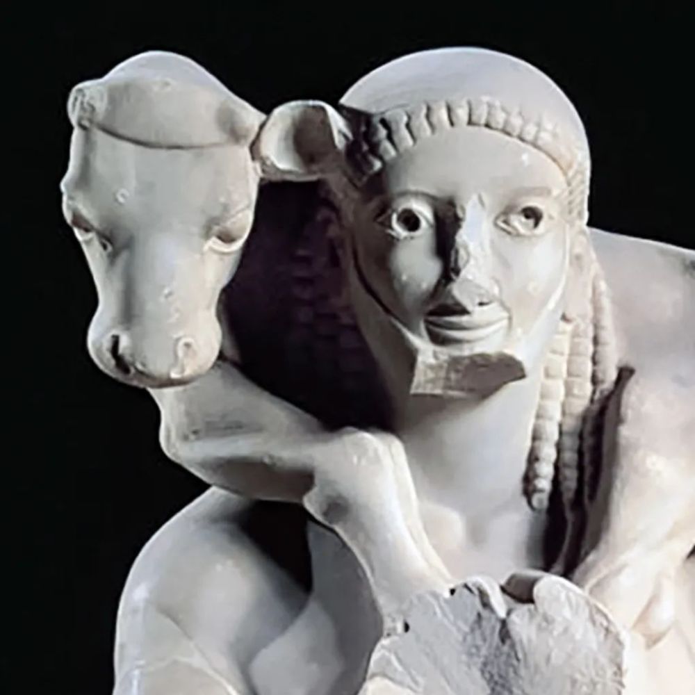 《荷犊者》古风时期(希腊)-雕塑作品欣赏(一百零二)