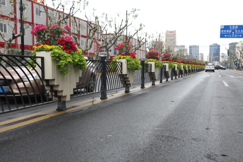 护栏花箱 道路上的颜值担当