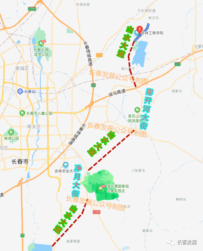 计划2022年10月投入使用, 上面长春播报绘制的示意图可见 山水大道北