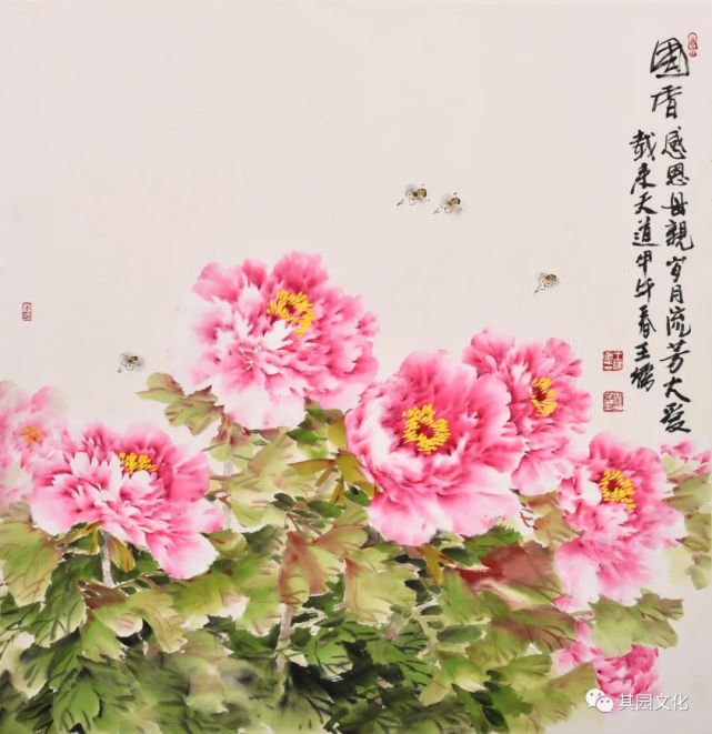 其枝干由润渐枯 《国香》68cm x 68cm 牡丹若为真国色 其功自当牡丹王