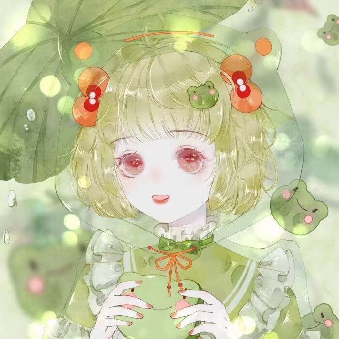 清新绿色系动漫闺蜜头像!