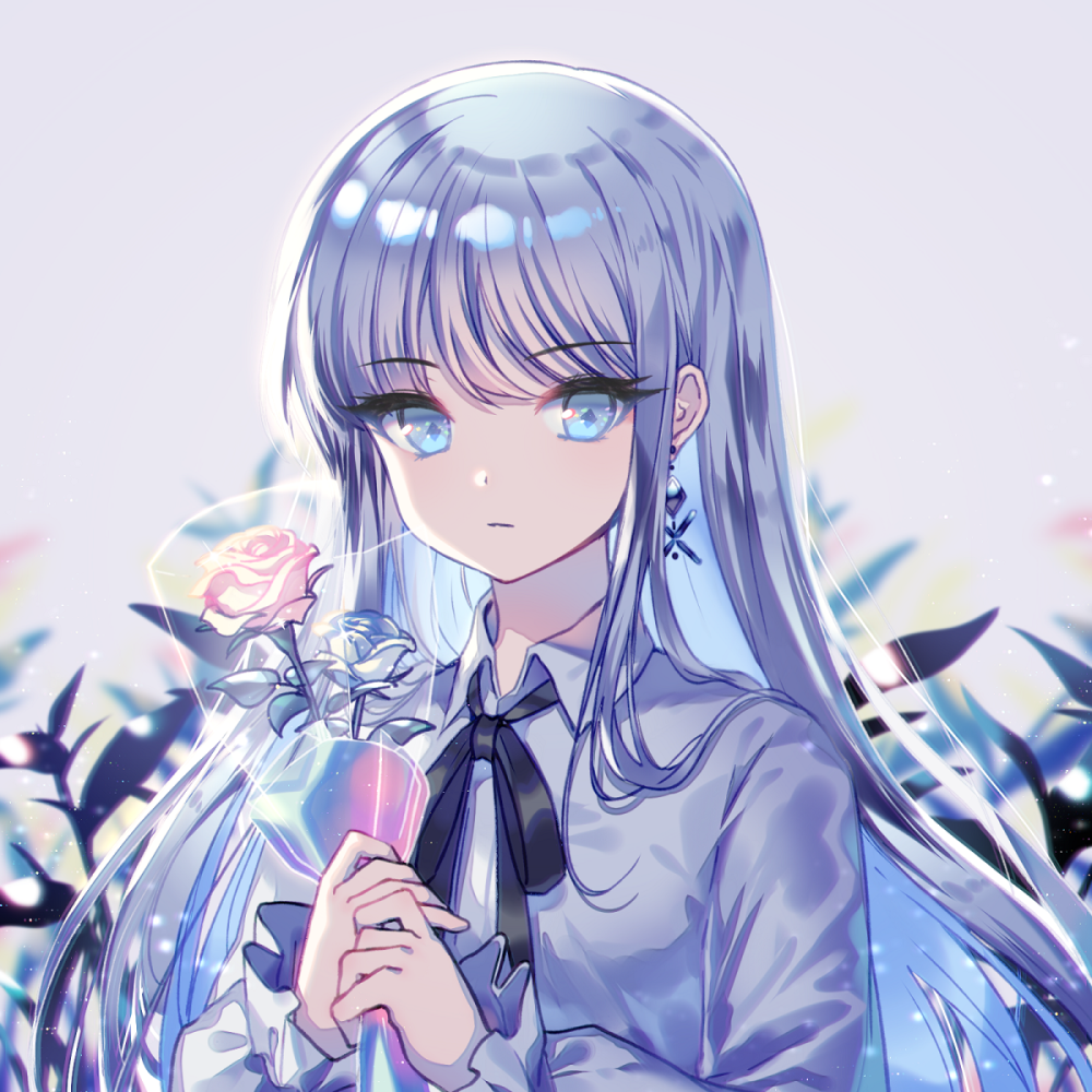蓝色紫色系动漫女生头像|月遇从云,花遇和风,今晚上的