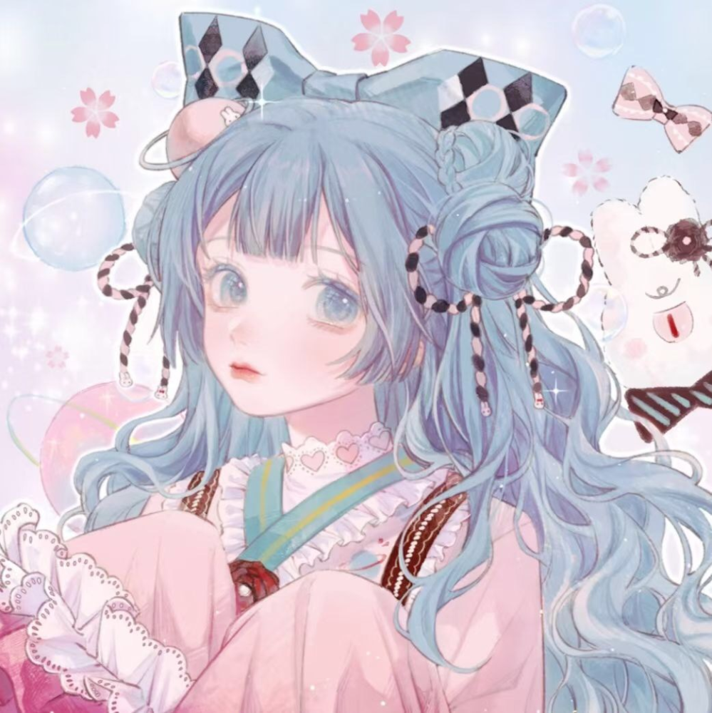 蓝色紫色系动漫女生头像|月遇从云,花遇和风,今晚上的
