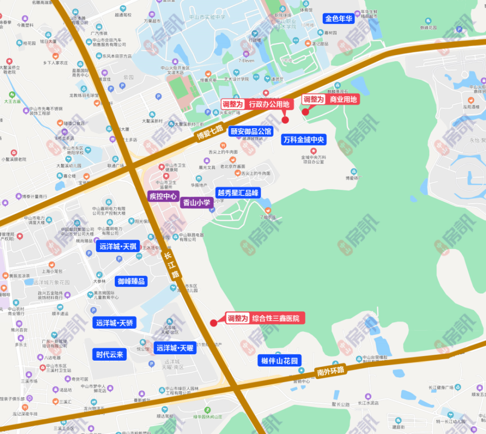 2021年4月7日,中山市自然资源局公示了东区两则控规调整草案,具体包括