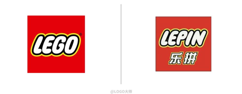 光是听名字就非常山寨了 首先来看看logo的对比 (左为乐高,右为乐拼)